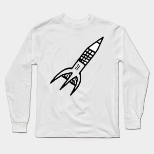 Space Rocket Doodle Art Long Sleeve T-Shirt